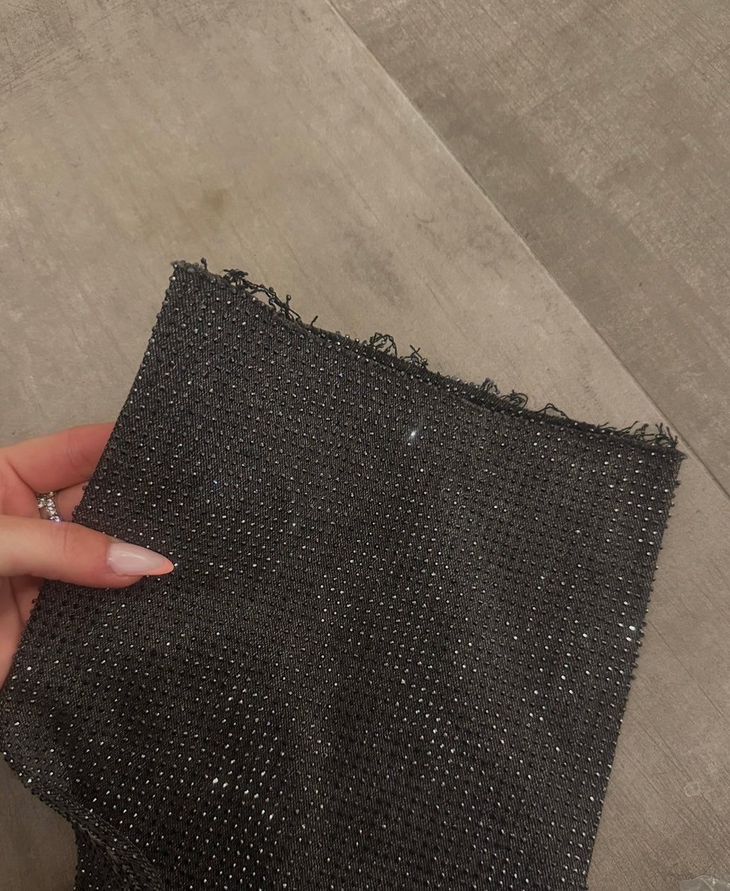 Denim Corset & Pants Set Rhinestone Embellished Gray Women's Fashion