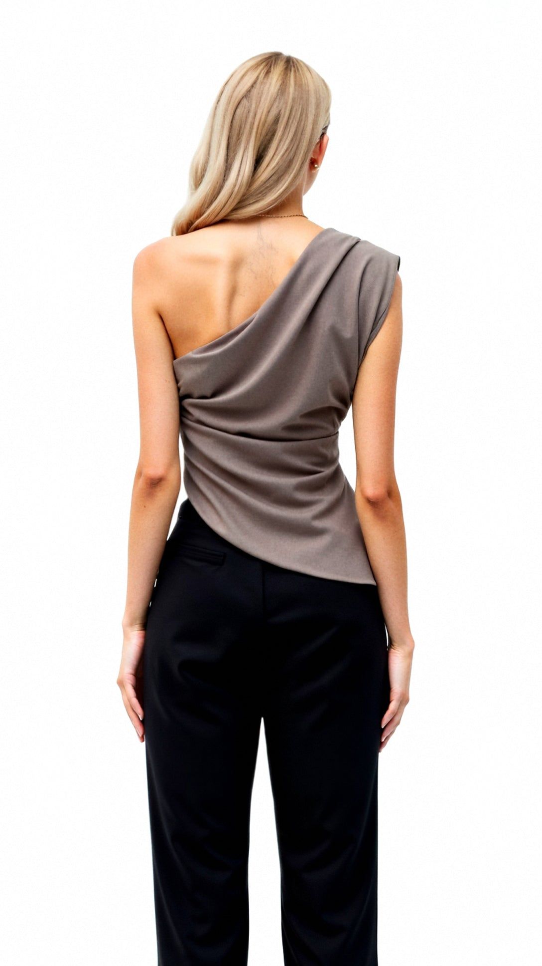 One-Shoulder Top: Sleeveless Blouse, Asymmetrical Cut, Elegant Style - Available in Multiple Colors