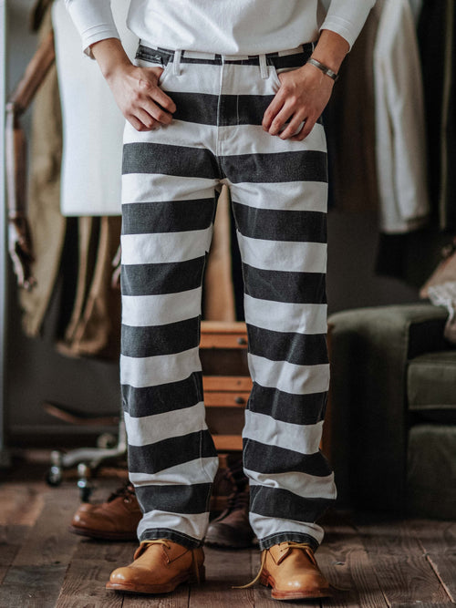 Axman Vintage Pants | Wide Striped Canvas Cotton, Durable 16 oz.