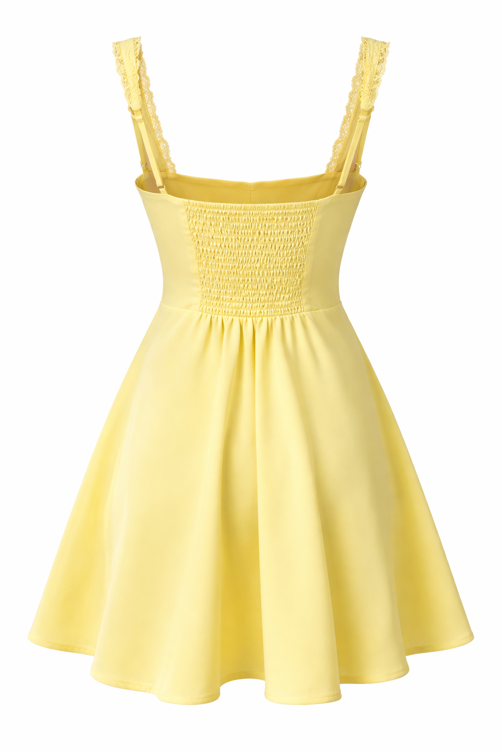 Sunlit Lace-Trim Button-Front Fit & Flare Mini Dress