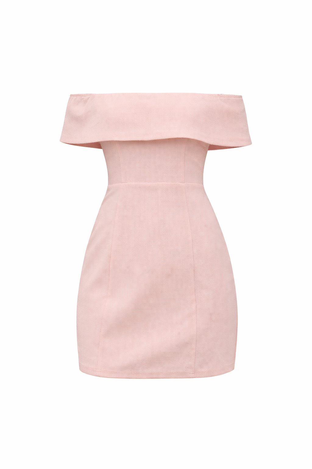 Blush Off-Shoulder Waffle-Knit Mini Dress