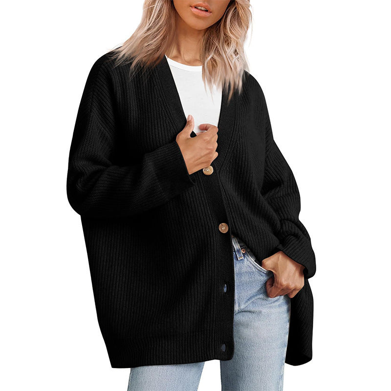 Cozy Oversized Knit Cardigan - Women's Fashionable Warm Sweater in Multiple Colors