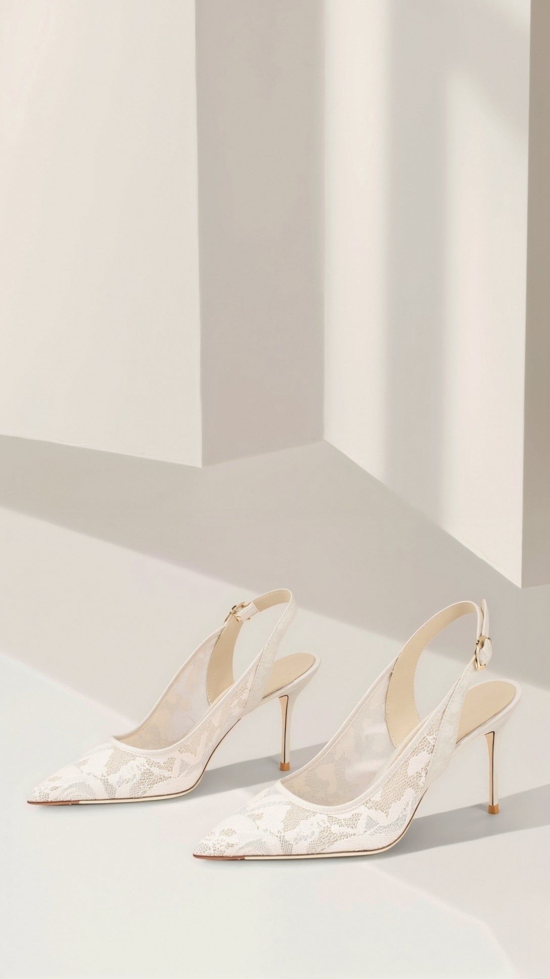 Lace Slingback Heels - Pointed Toe, Stiletto Heel, Women's Dress Shoes